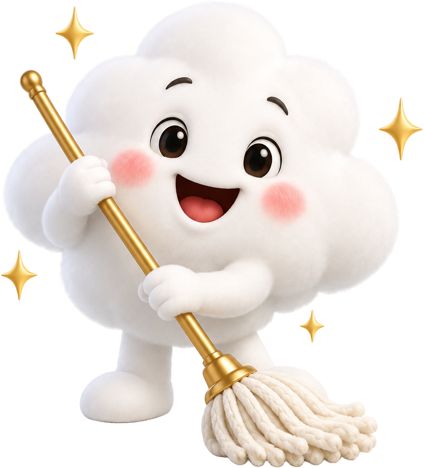 Wuzzo mopping away dirt